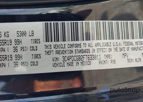 2015 Dodge Journey Crossroad из США, поврежденный, VIN 3C4PDCGB2FT633011